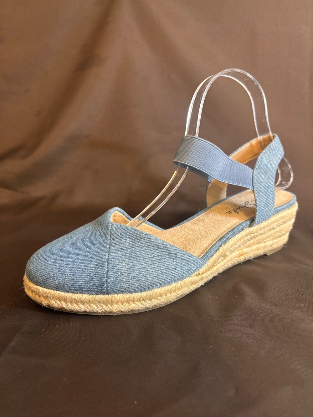 LifeStride Denim Espadrille Wedge Sandals 8.5 Cruise Resort Vacation